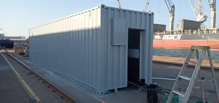 Completed container safe haven with entry door