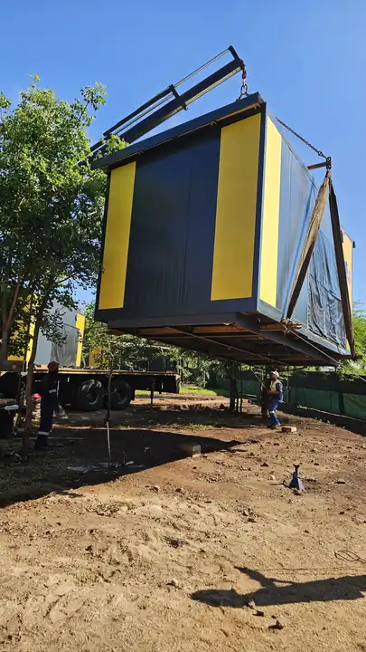 Sleepover: crane lift during relocation